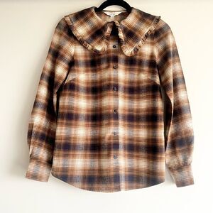 & Other Stories Ruffled Collar Cotton Shirt Size 0